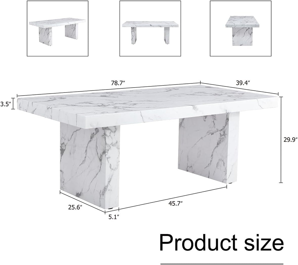 Modern White Faux Marble Dining Table