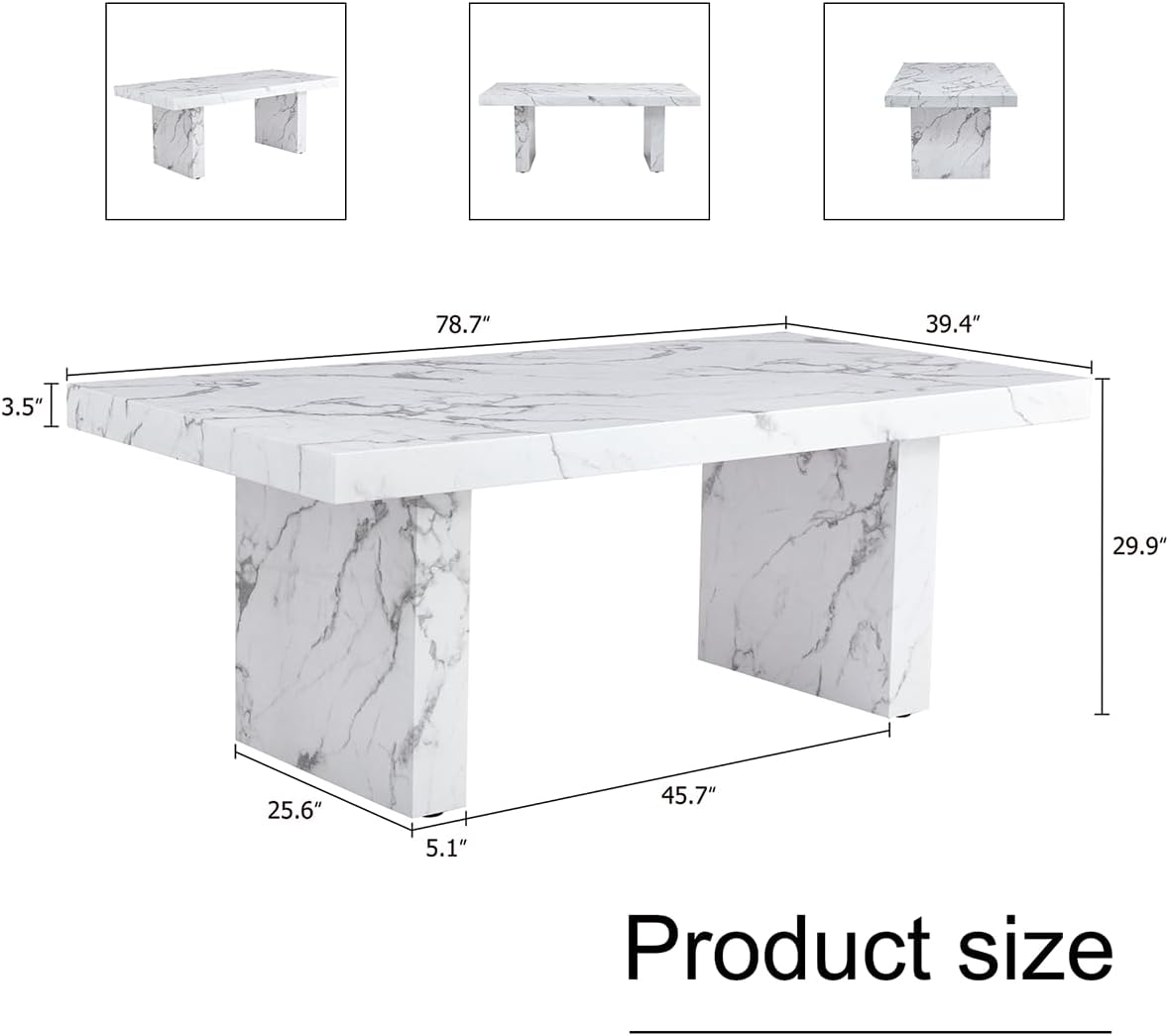 Modern White Faux Marble Dining Table