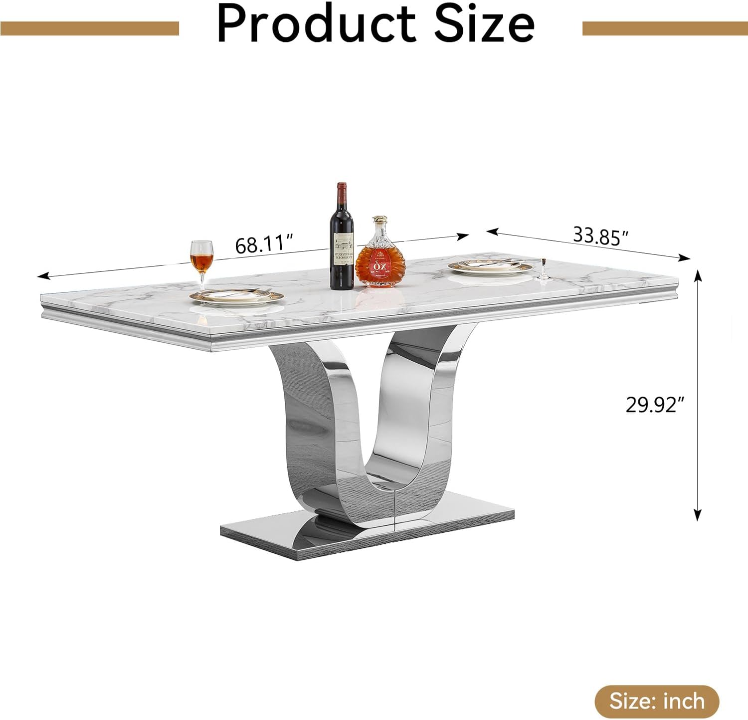 White Faux Marble Modern Dining Table