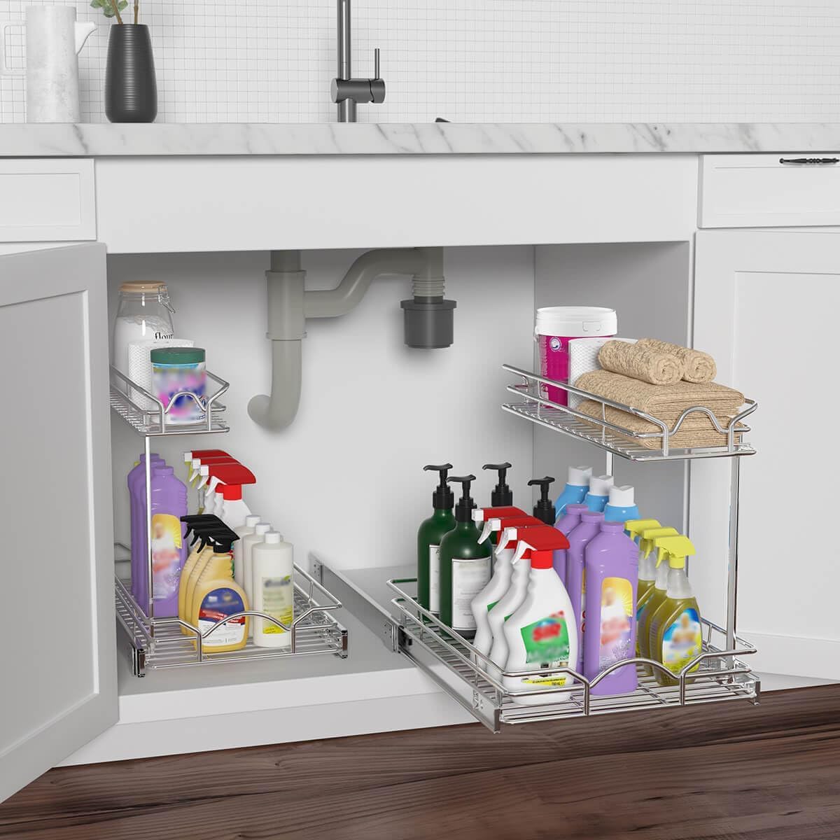 Two‑Tier Pull‑Out Under‑Sink Organizer