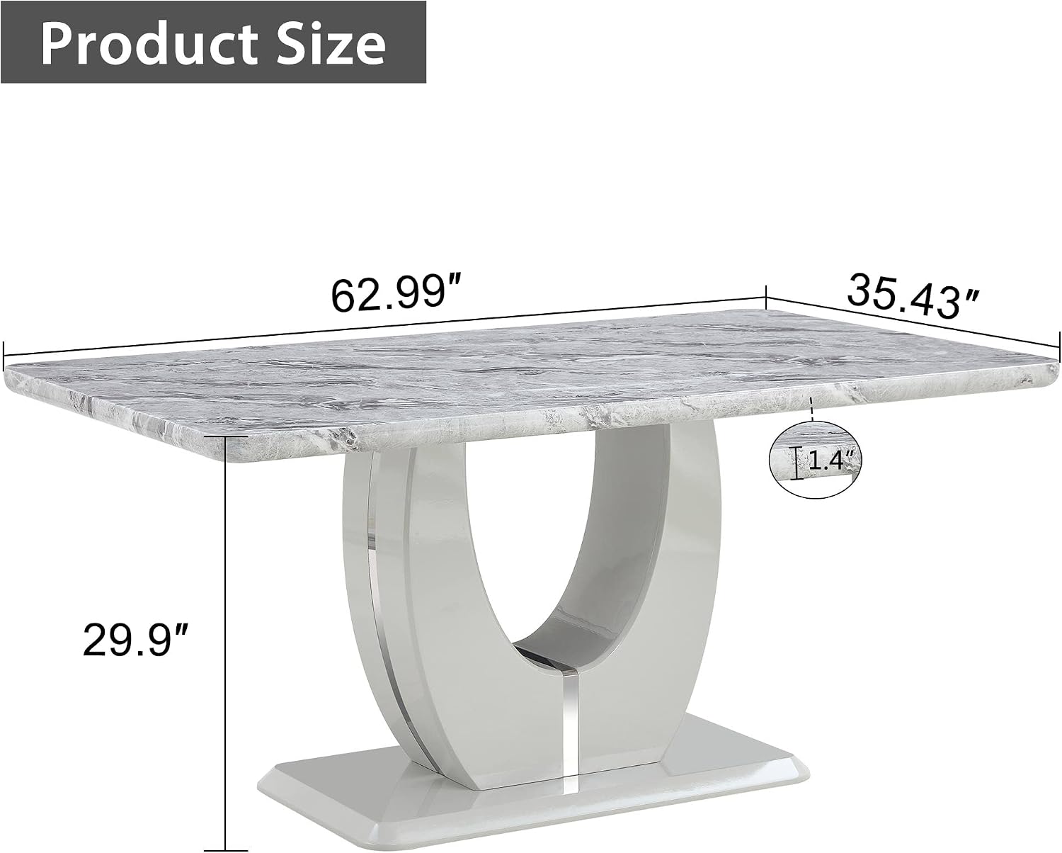 Modern Gray Faux Marble Dining Table