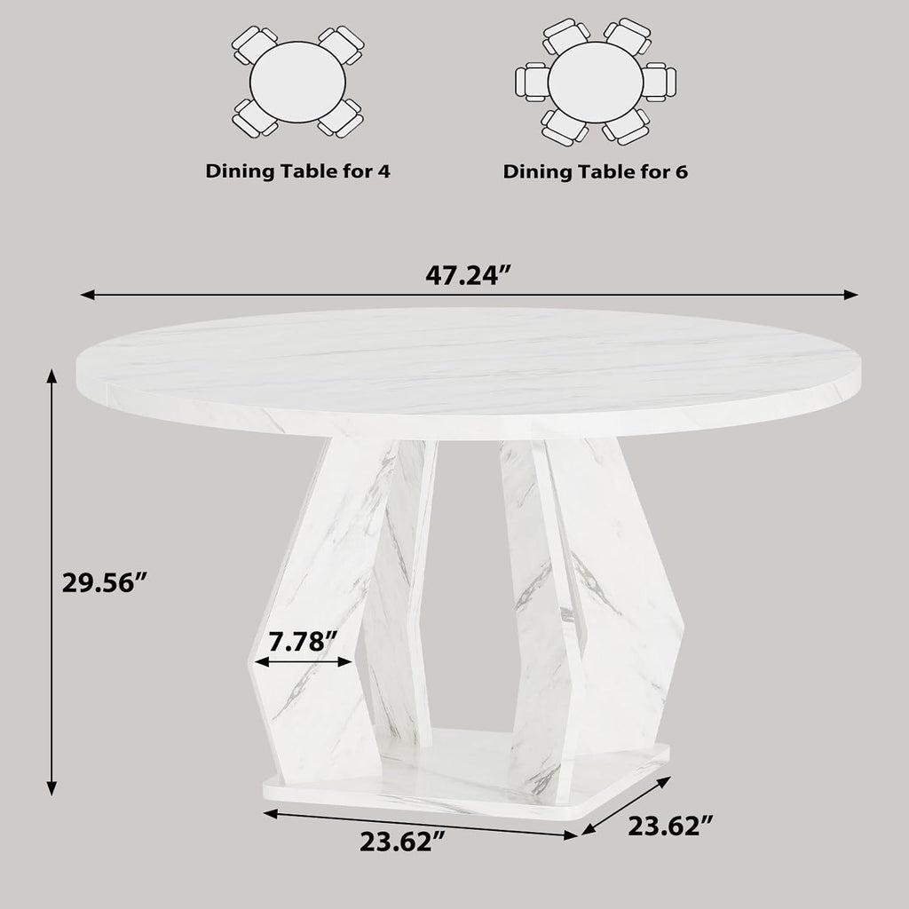 Modern White Marble Round Dining Table