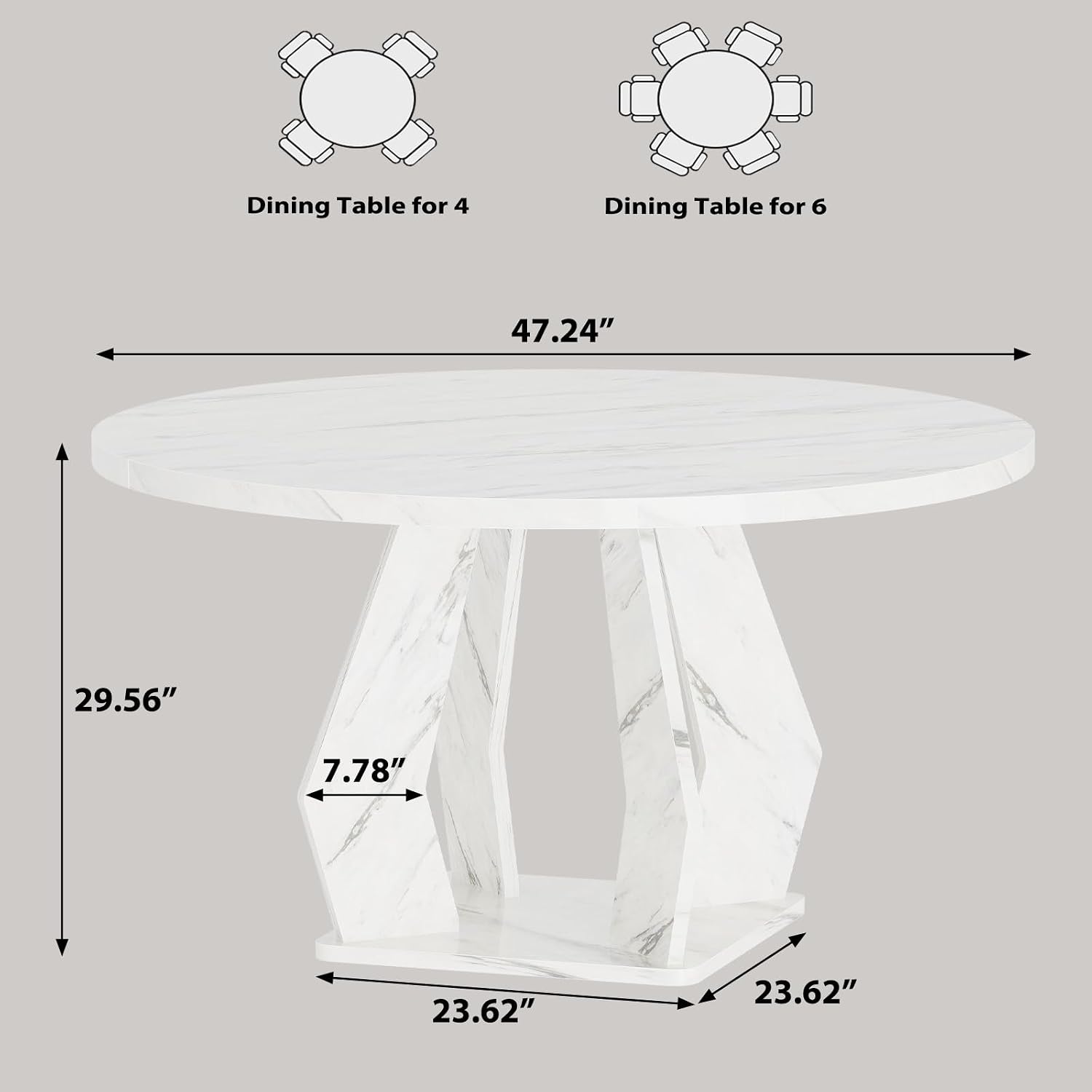 Modern White Marble Round Dining Table