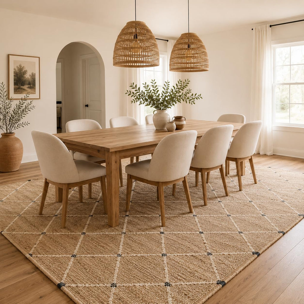 Geometric Hand‑Woven Jute Area Rug