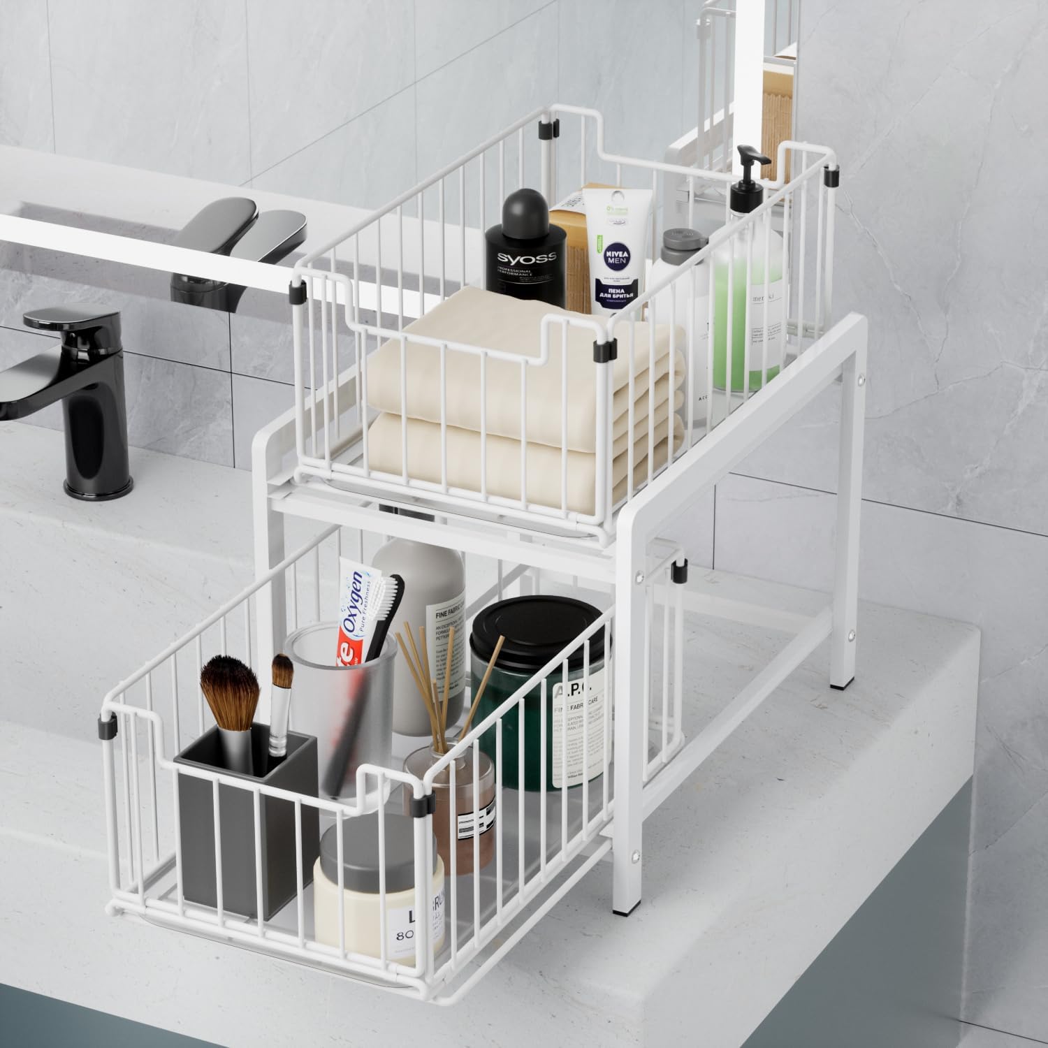 Two‑Tier Slide‑Out Under‑Sink Organizer