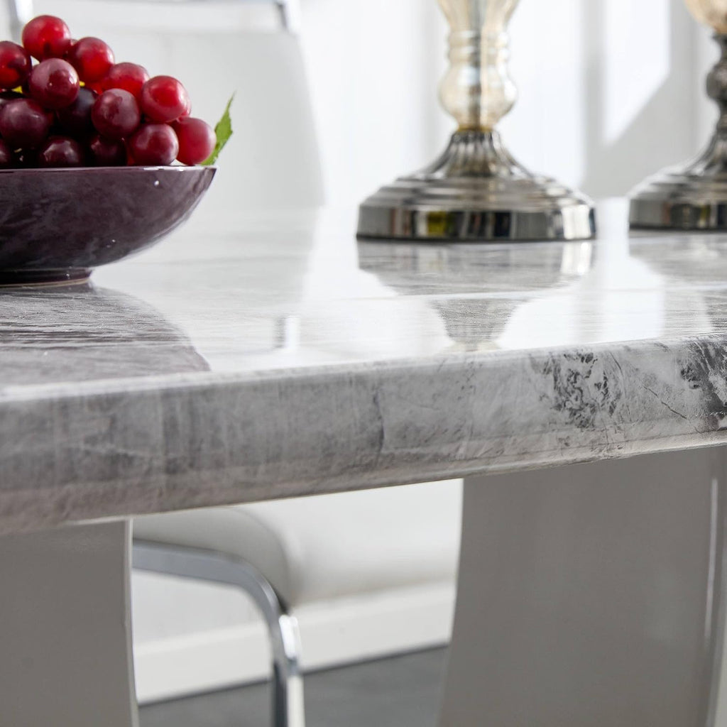 Modern Gray Faux Marble Dining Table