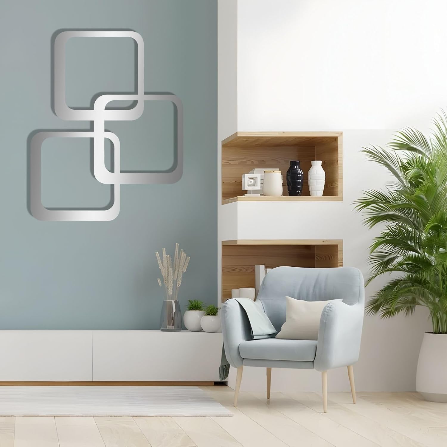 Mid‑Century Geometric Metal Wall Art Decor