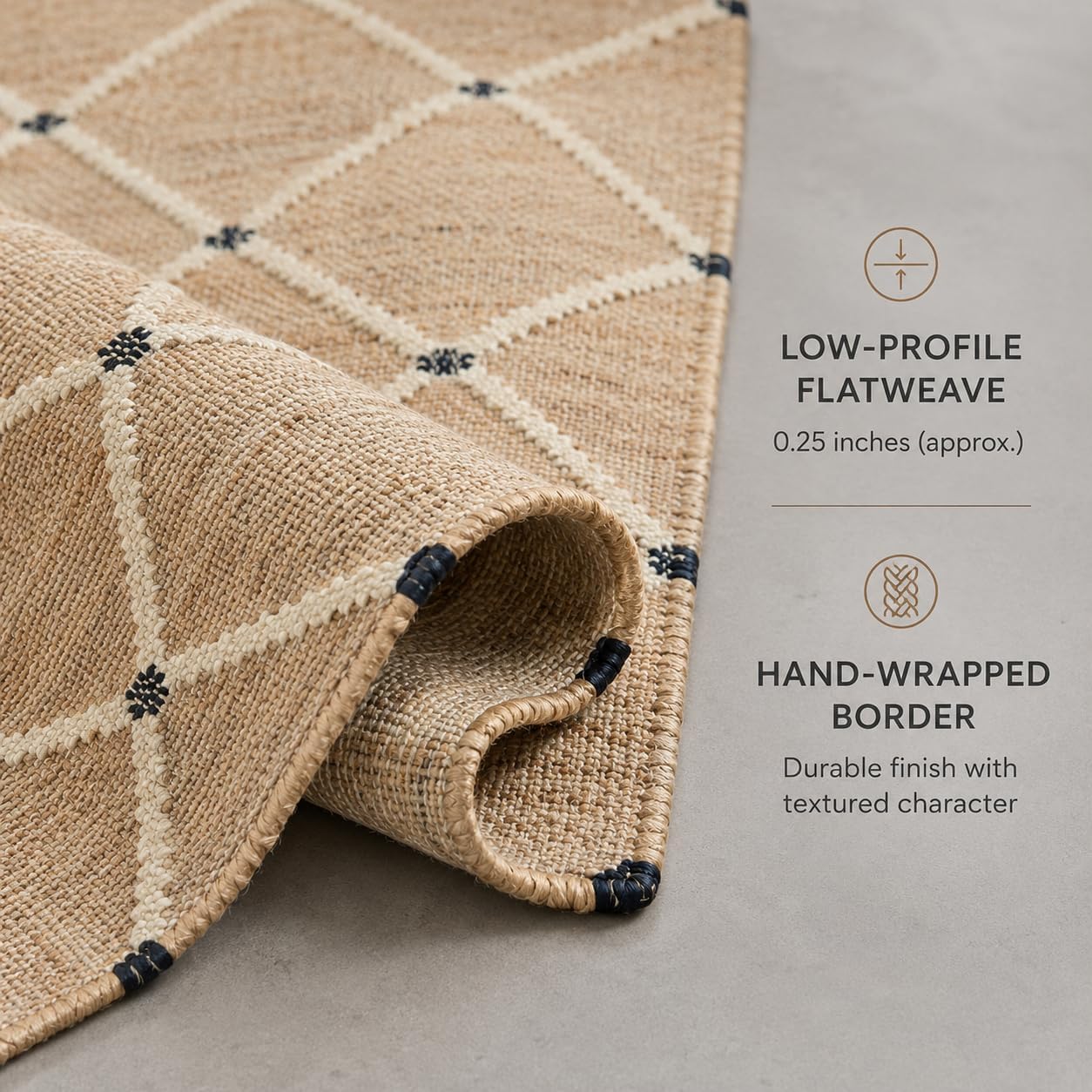 Geometric Hand‑Woven Jute Area Rug