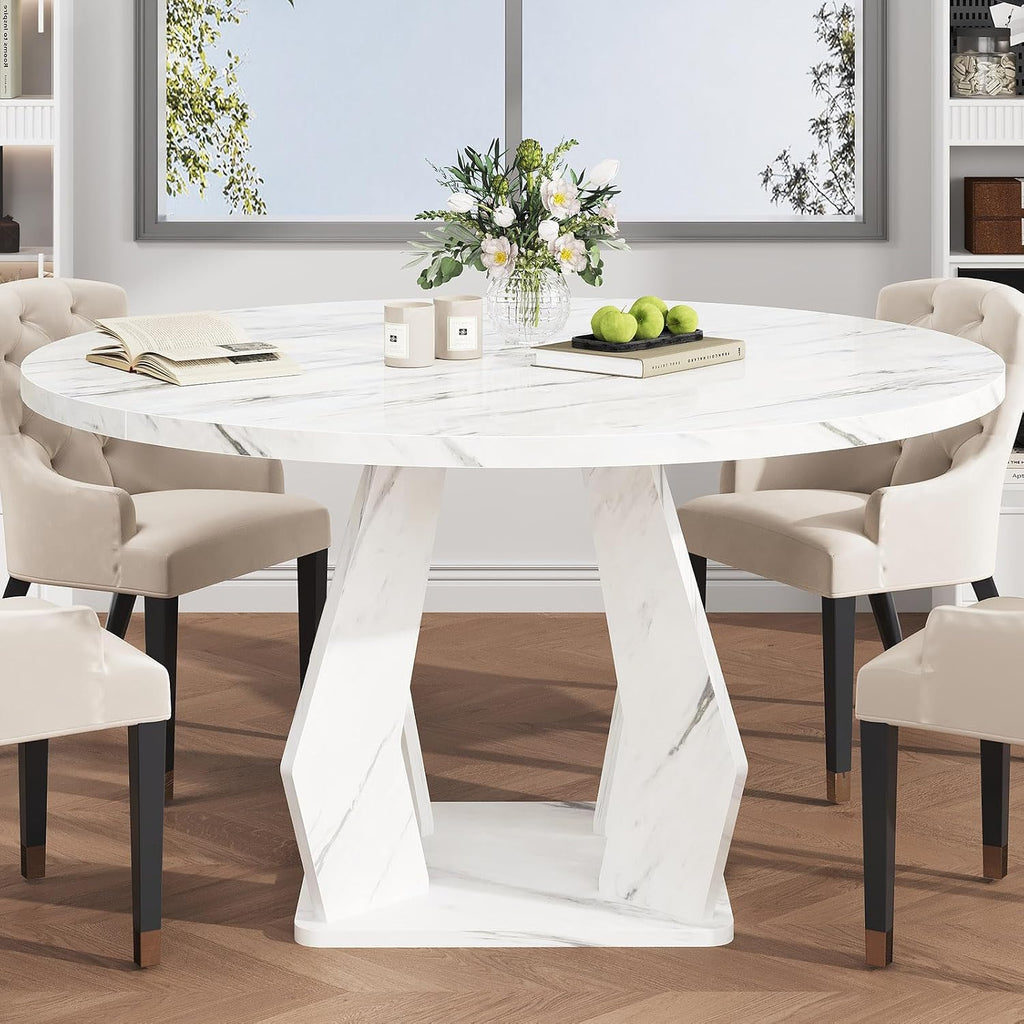 Modern White Marble Round Dining Table