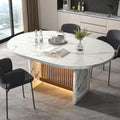 Expandable Faux Marble LED Dining Table
