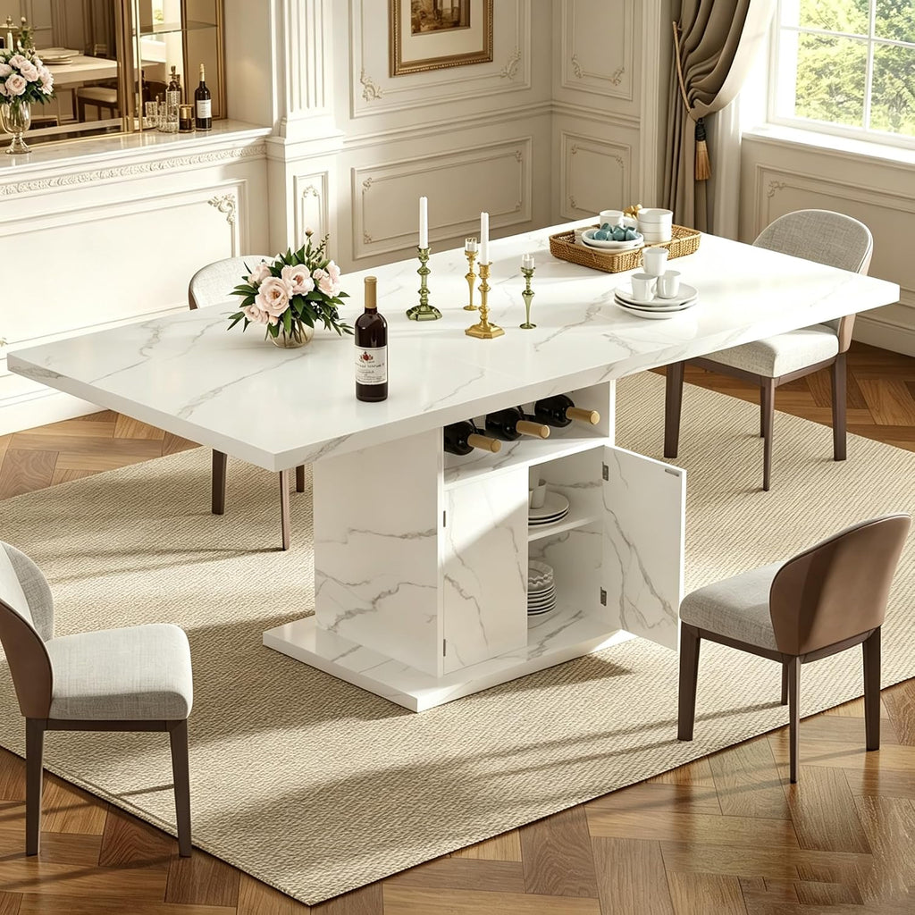 Modern Faux Marble Extendable Dining Table