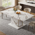 Modern White Faux Marble Dining Table