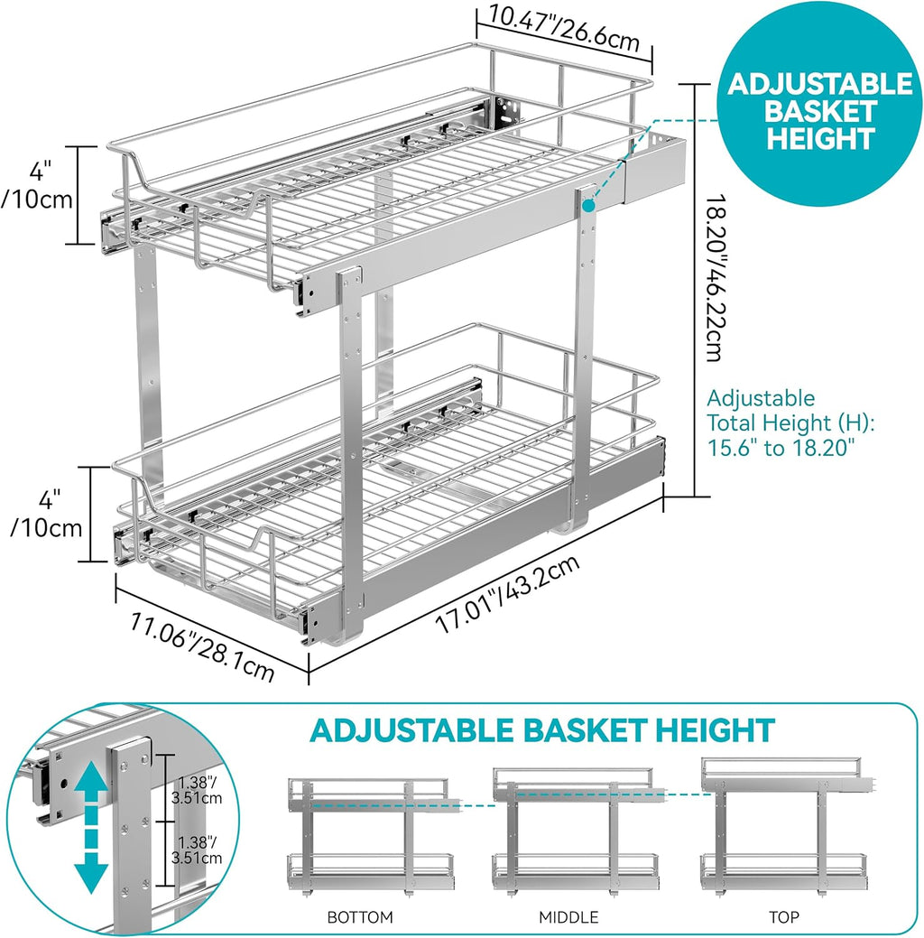Two‑Tier Slide‑Out Cabinet Storage Organizer