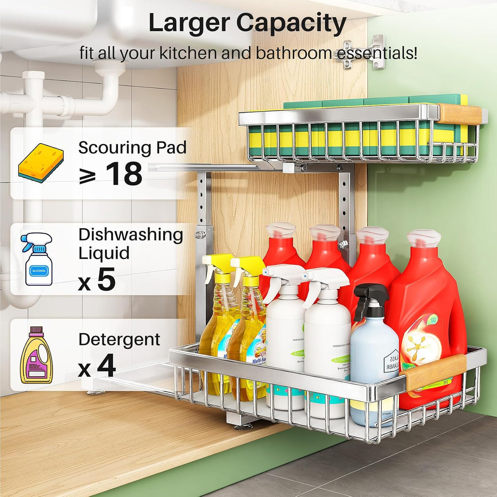 Two‑Tier Slide‑Out Under‑Sink Organizer