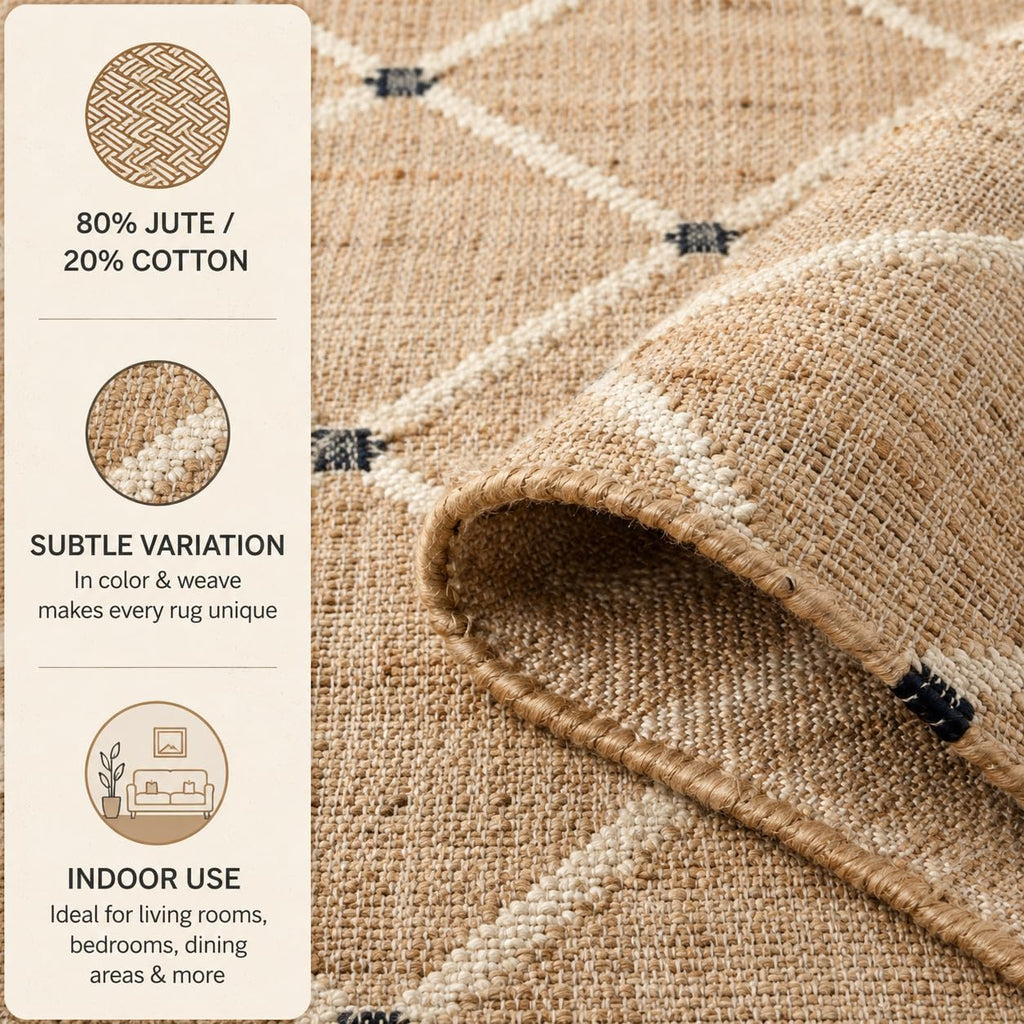 Geometric Hand‑Woven Jute Area Rug
