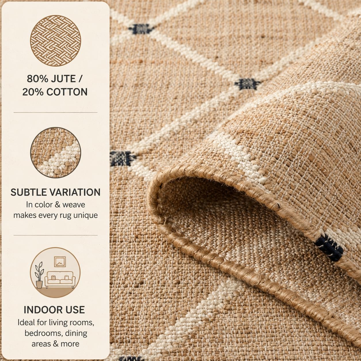 Geometric Hand‑Woven Jute Area Rug