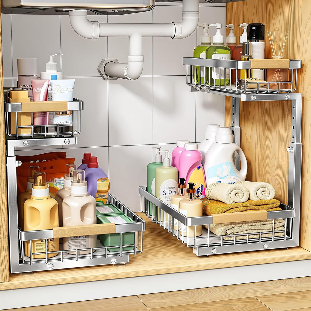 Two‑Tier Pull‑Out Under‑Sink Organizer