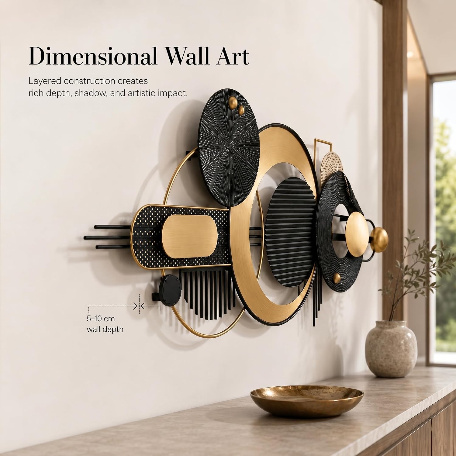 Large 3D Geometric Metal Wall Decor