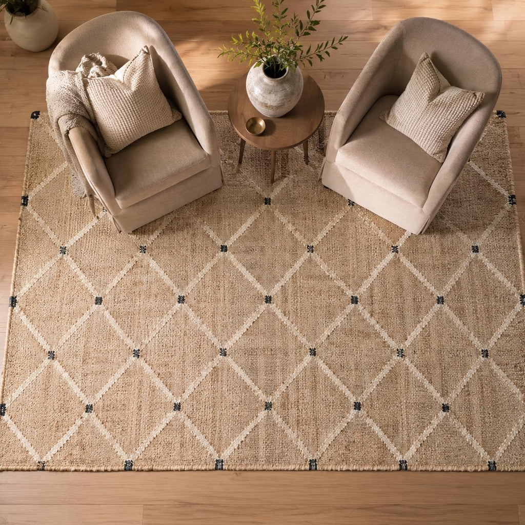Geometric Hand‑Woven Jute Area Rug