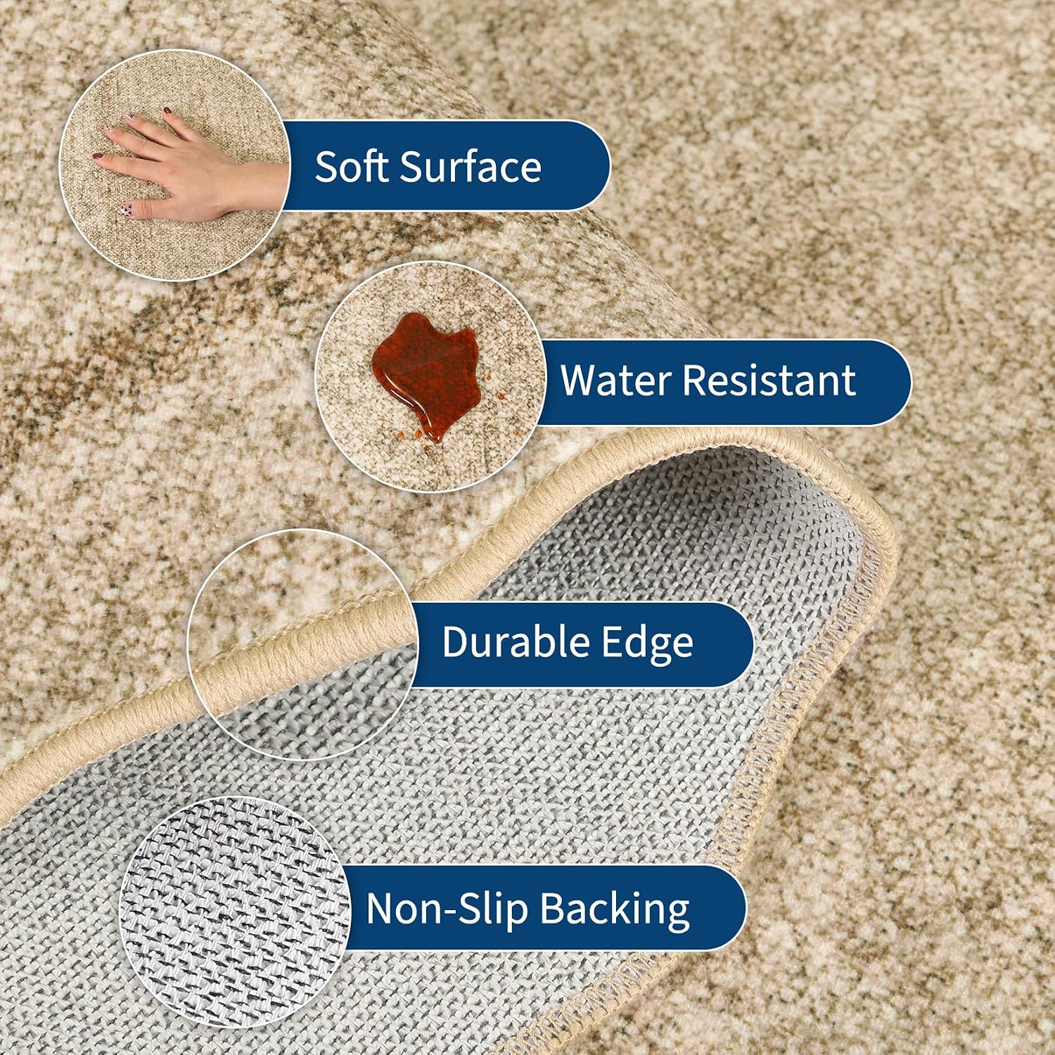 Scalloped Washable Non‑Slip Area Rug