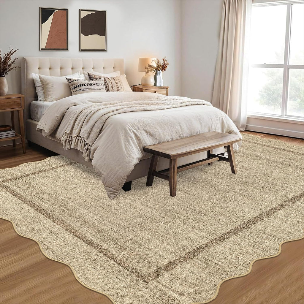 Scalloped Washable Non‑Slip Area Rug