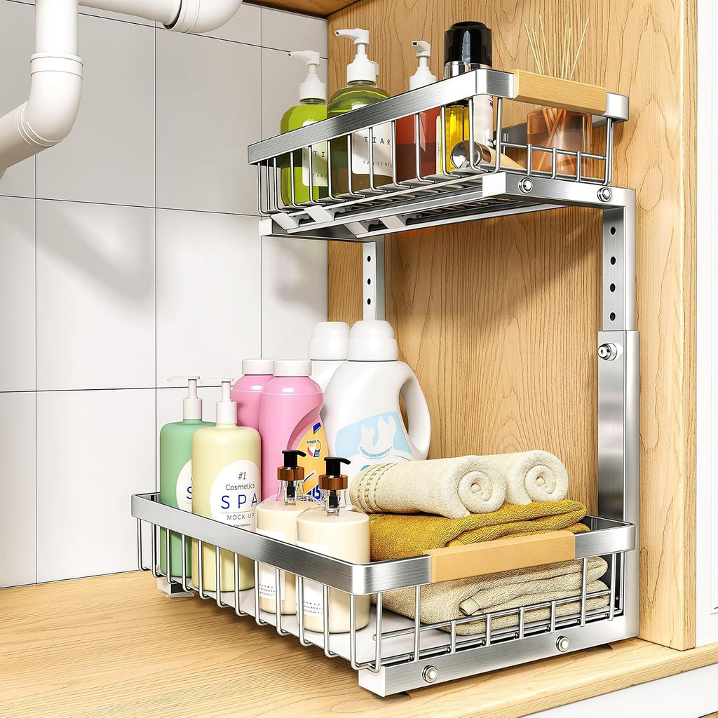 Two‑Tier Adjustable Under‑Sink Organizer