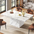 White Faux Marble Rectangular Dining Table