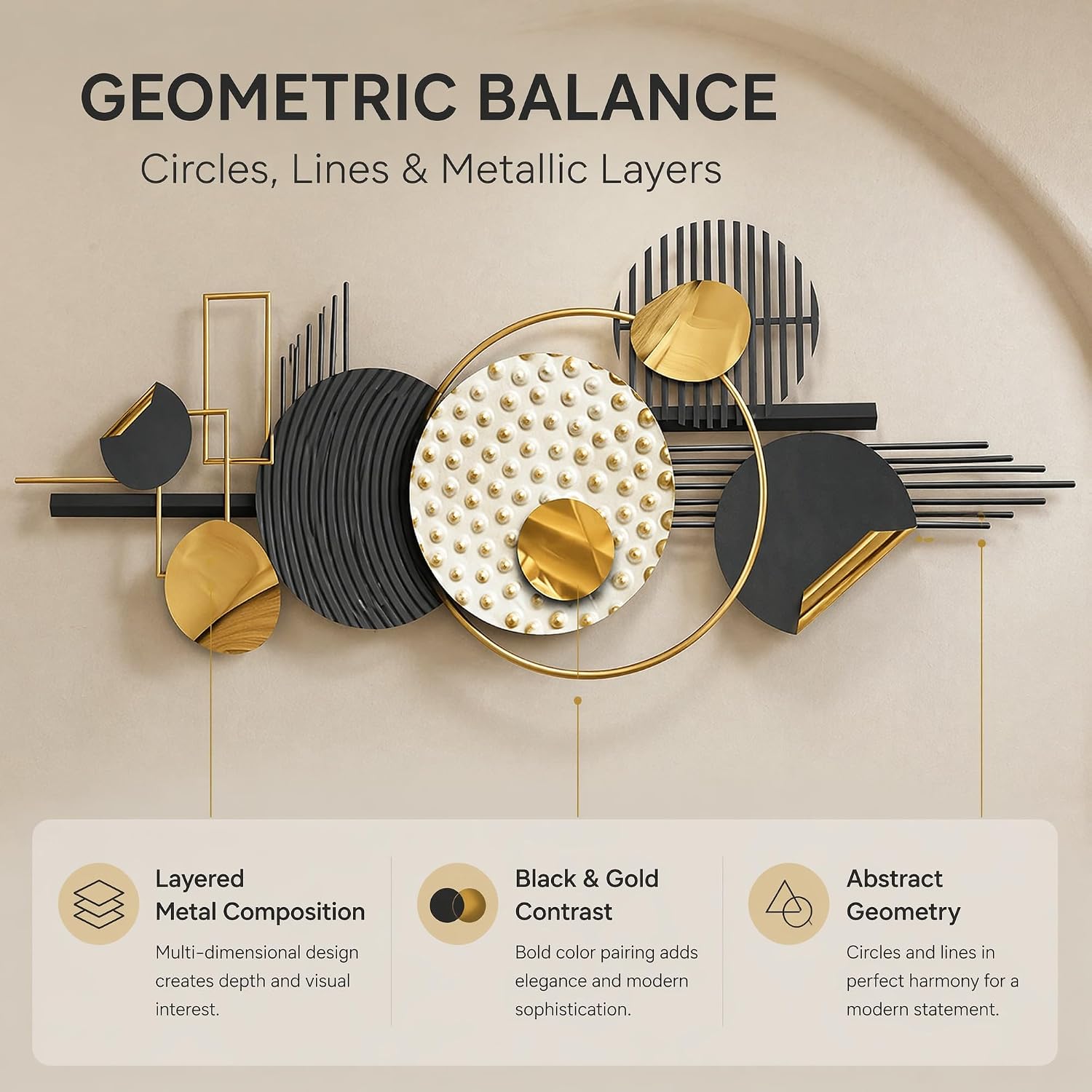 Large Modern Geometric Metal Wall Decor