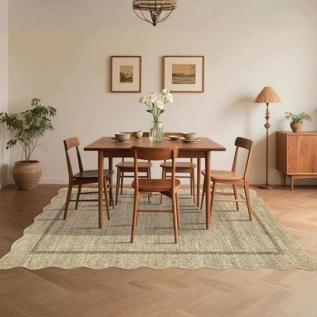 Scalloped Washable Non‑Slip Area Rug