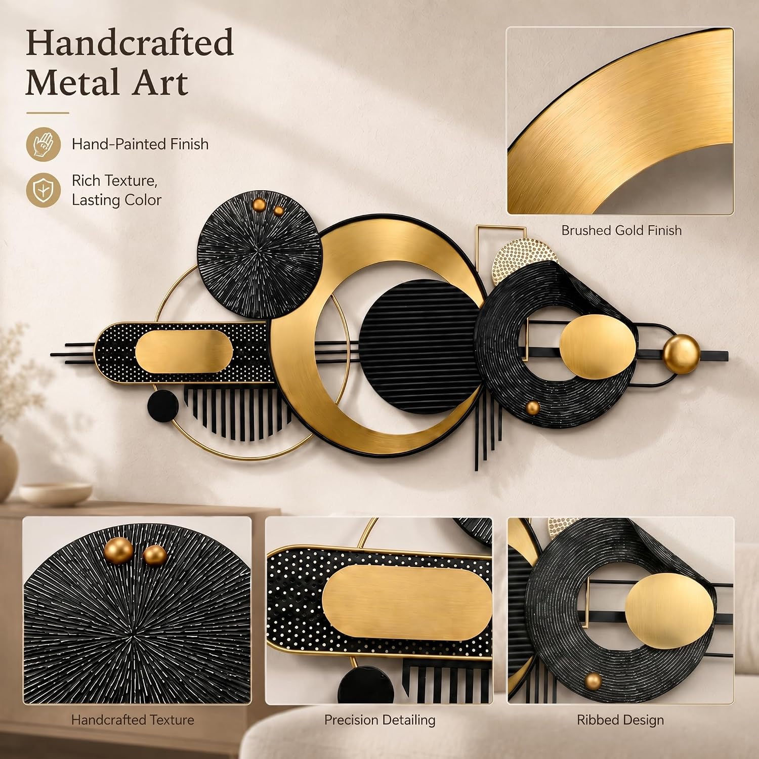 Large 3D Geometric Metal Wall Decor