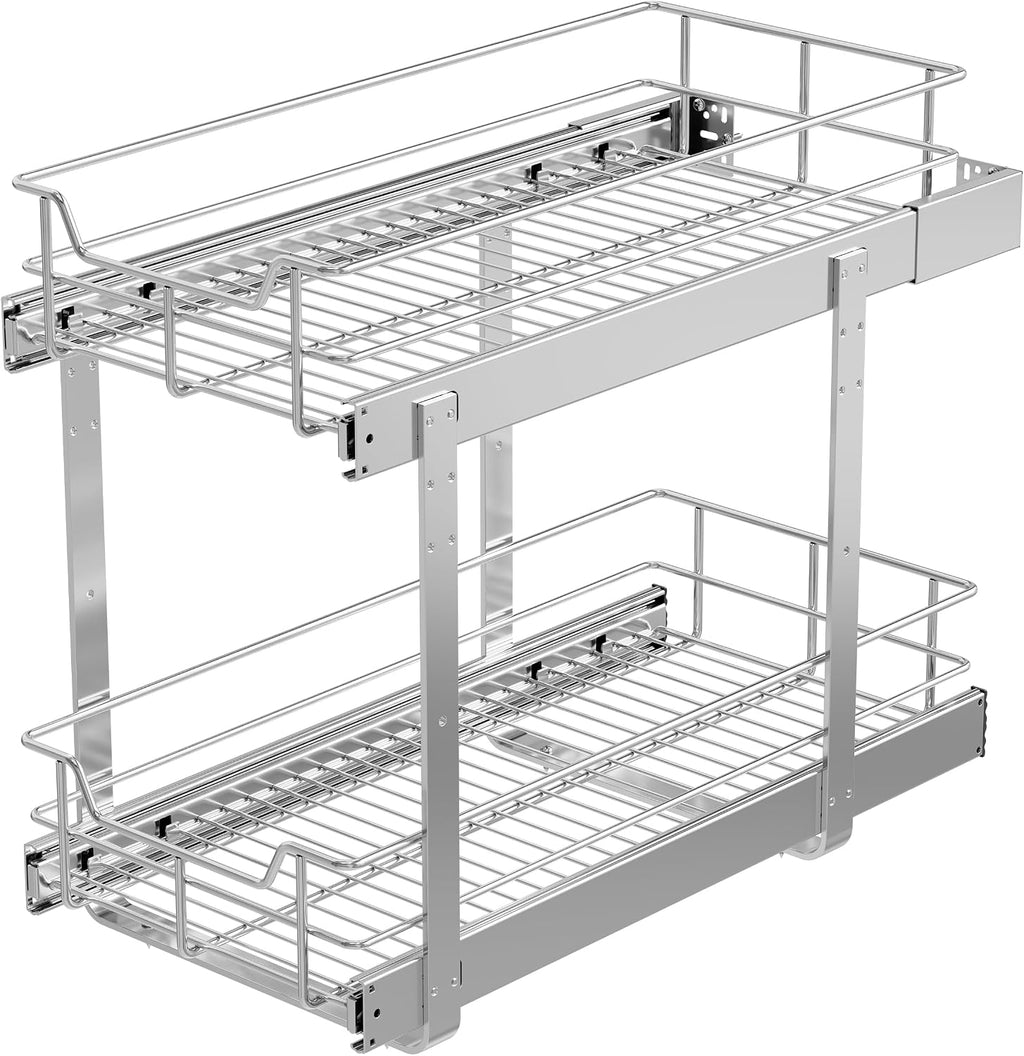 Two‑Tier Slide‑Out Cabinet Storage Organizer