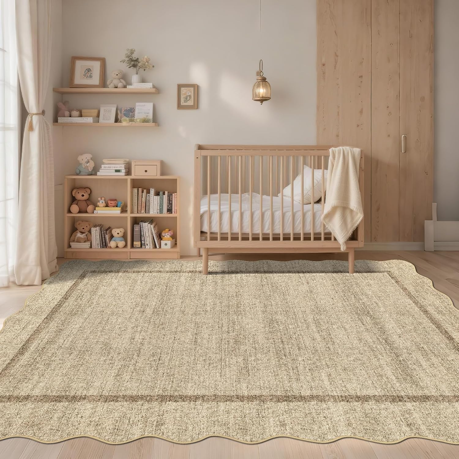 Scalloped Washable Non‑Slip Area Rug