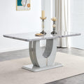 Modern Gray Faux Marble Dining Table