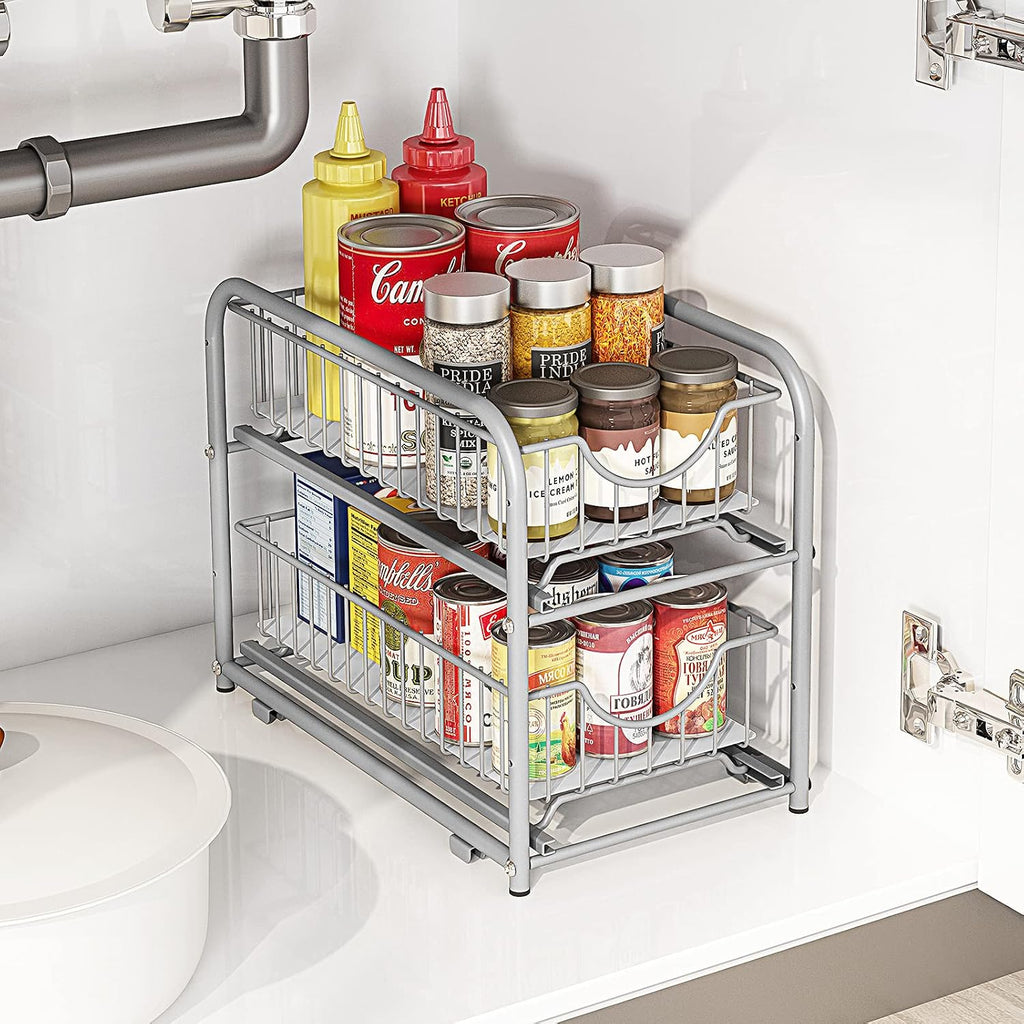 Two‑Tier Sliding Under‑Sink Organizer