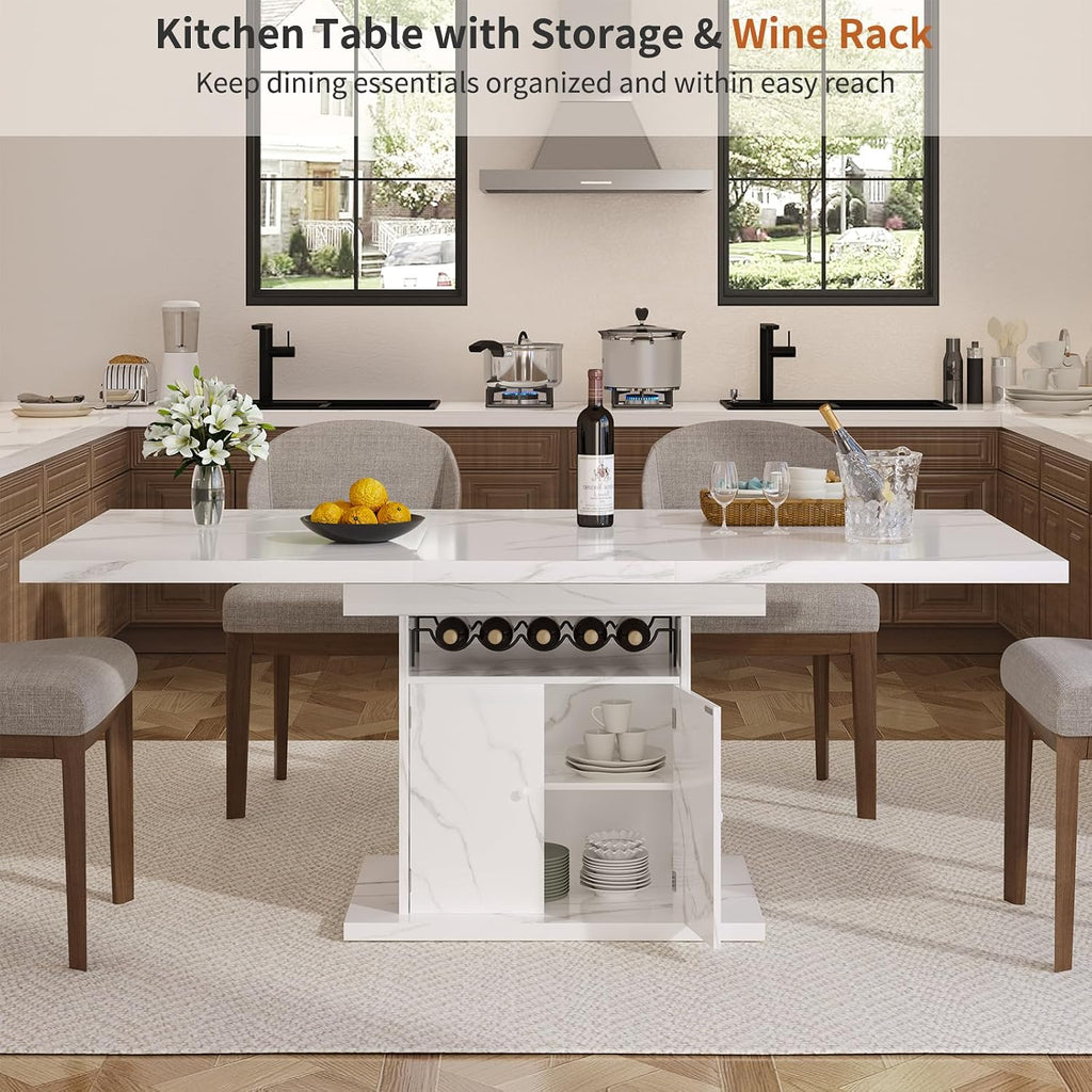 Modern Faux Marble Extendable Dining Table