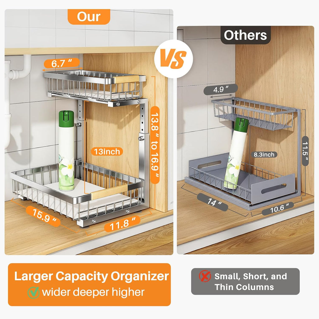 Two‑Tier Pull‑Out Under‑Sink Organizer