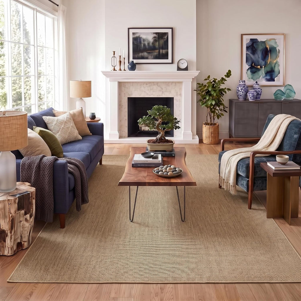 Modern Washable Neutral Jute Rug