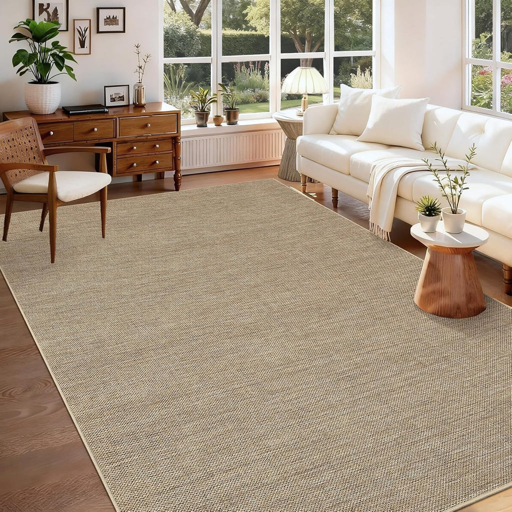 Modern Washable Neutral Jute Rug