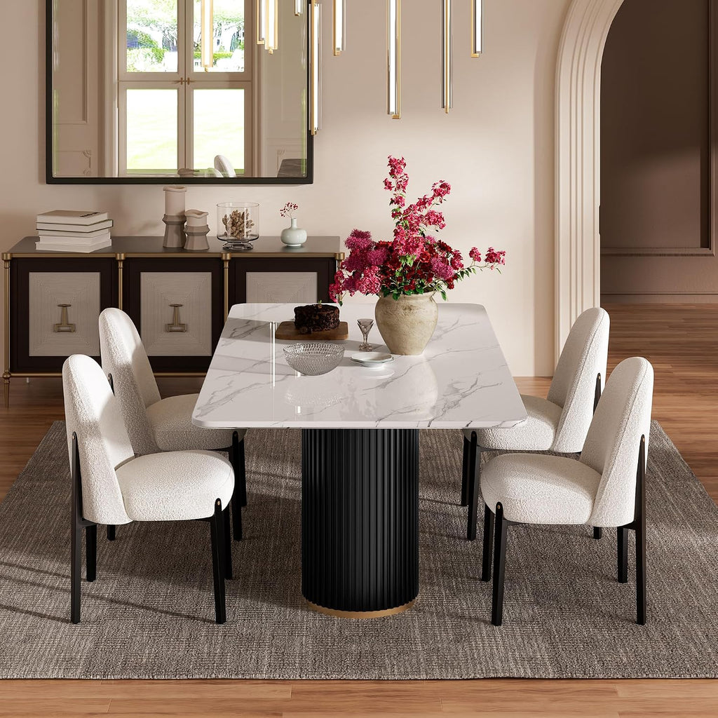 White Marble‑Top Modern Dining Table