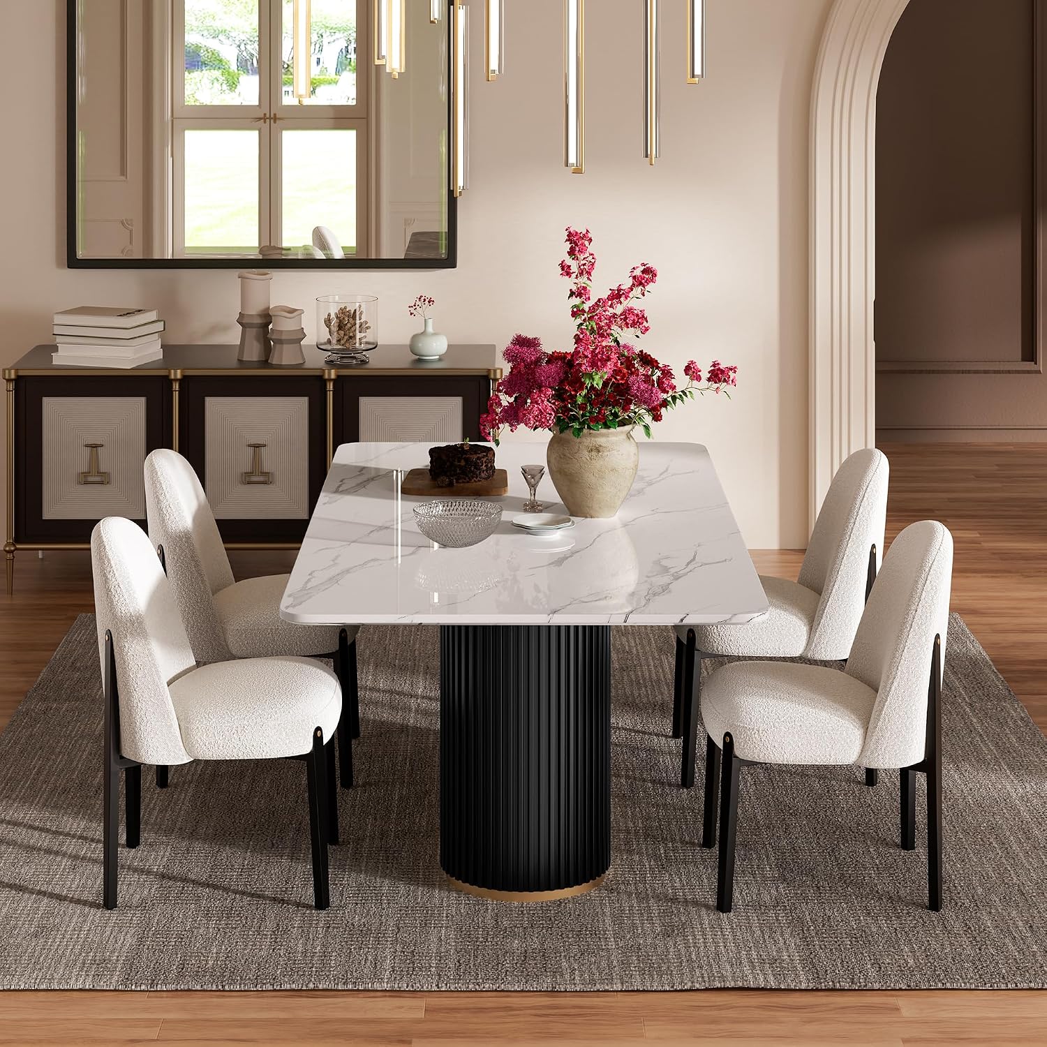 White Marble‑Top Modern Dining Table
