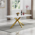 Modern Faux Marble Rectangular Dining Table