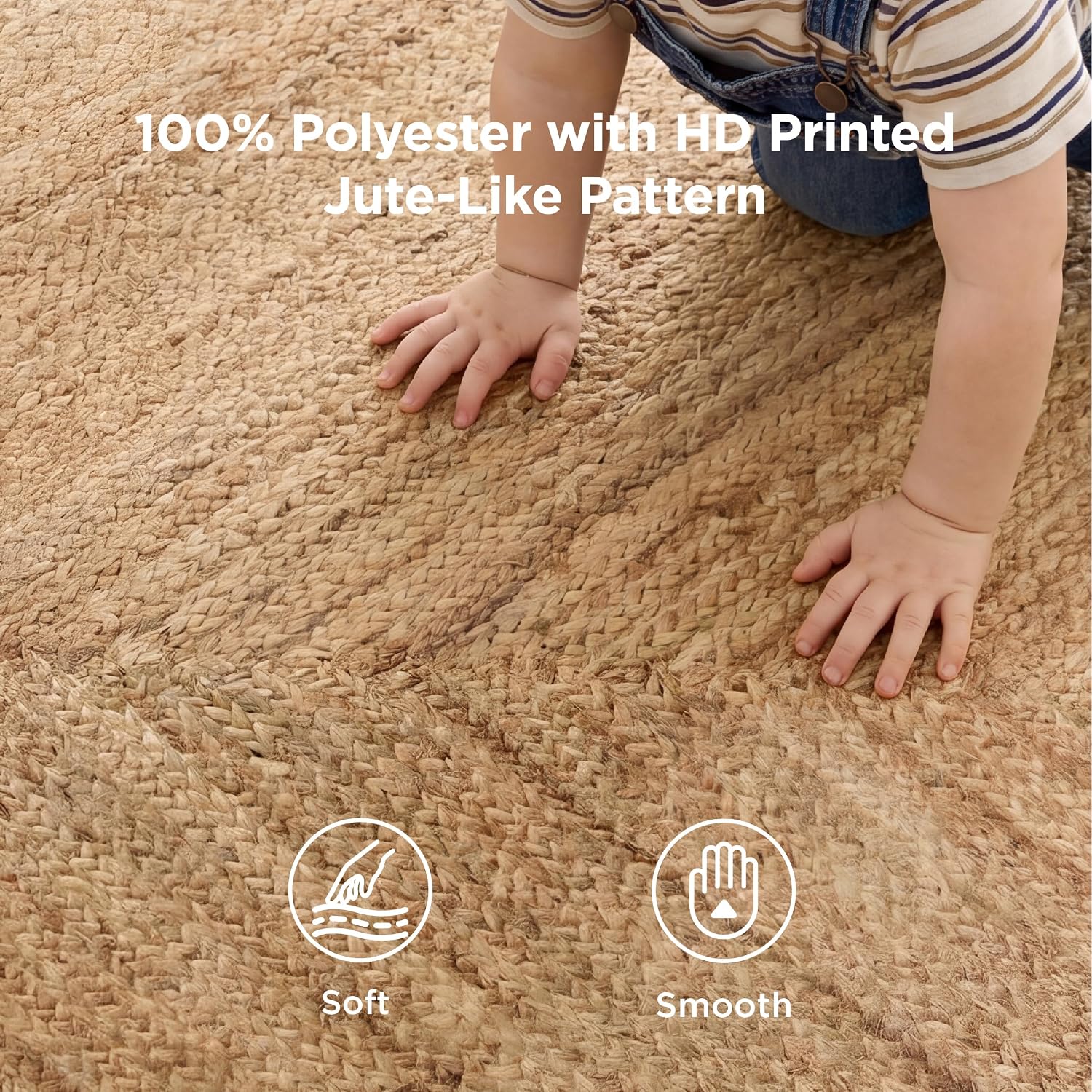 Washable Faux‑Jute Living‑Room Area Rug
