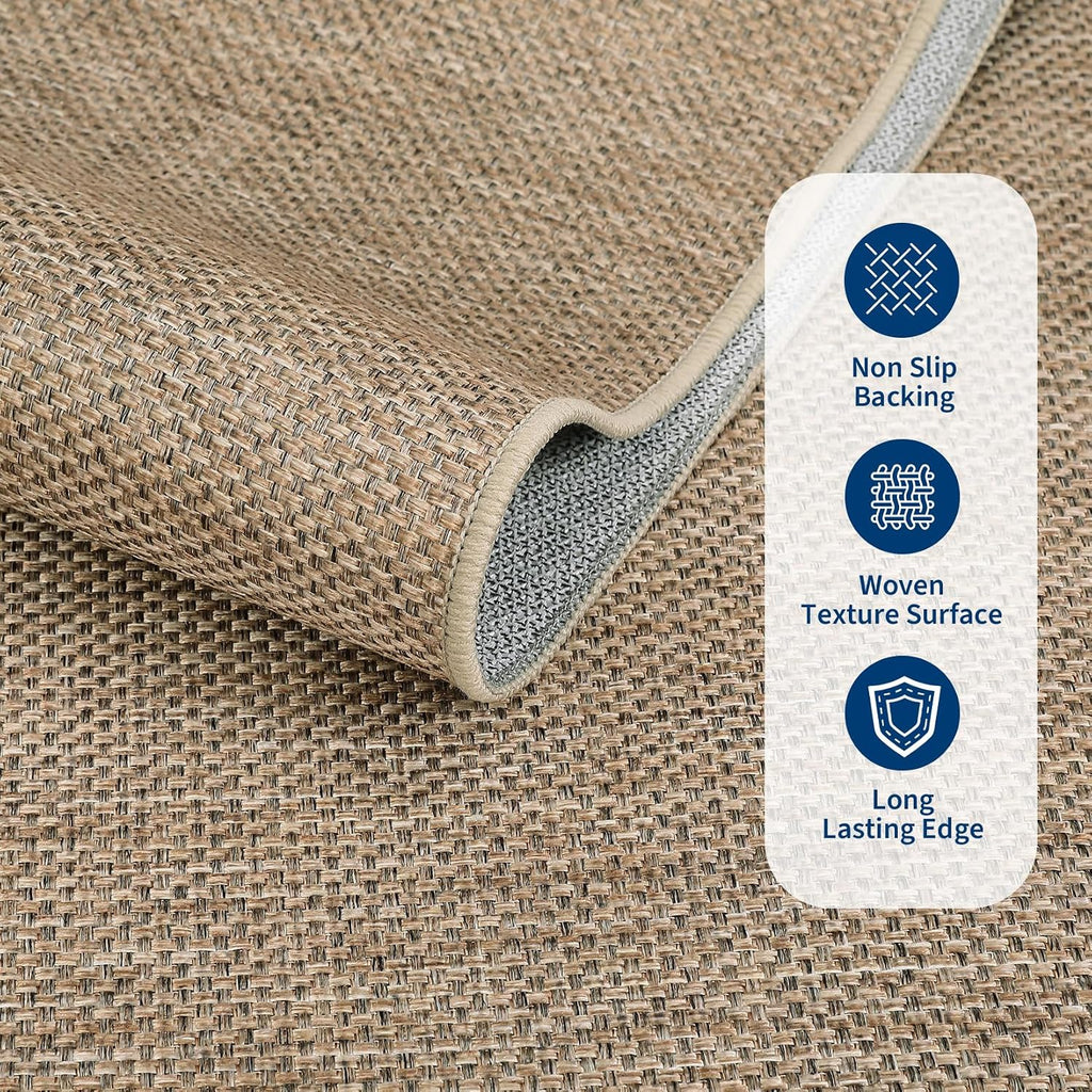 Modern Washable Neutral Jute Rug