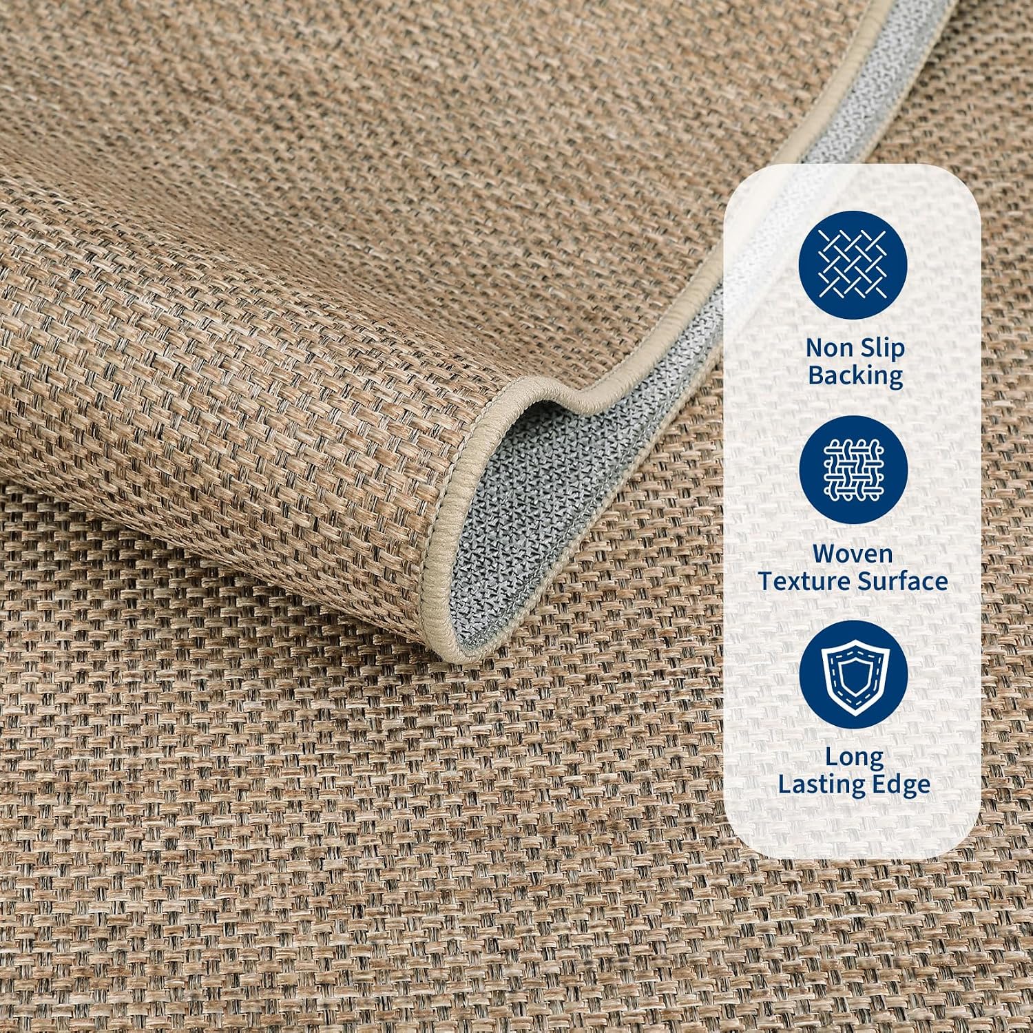 Modern Washable Neutral Jute Rug