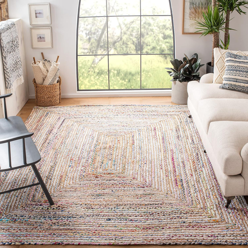 Textured Beige Jute Area Rug